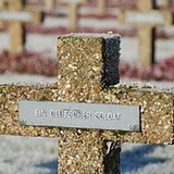 War cemetery on freezing winterday